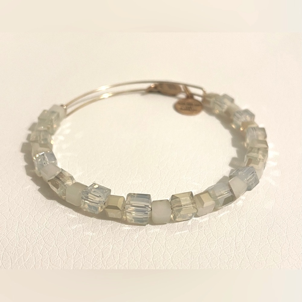 Alex and Ani Cream and White Sparkle Beaded Bracelet